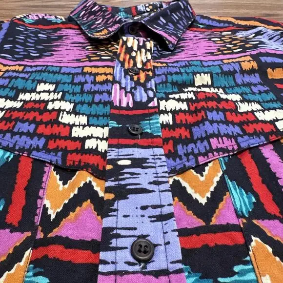 Wrangler Frontier Series Mens L Long Sleeve Button Down Aztec Western Cowboy - Picture 4 of 9